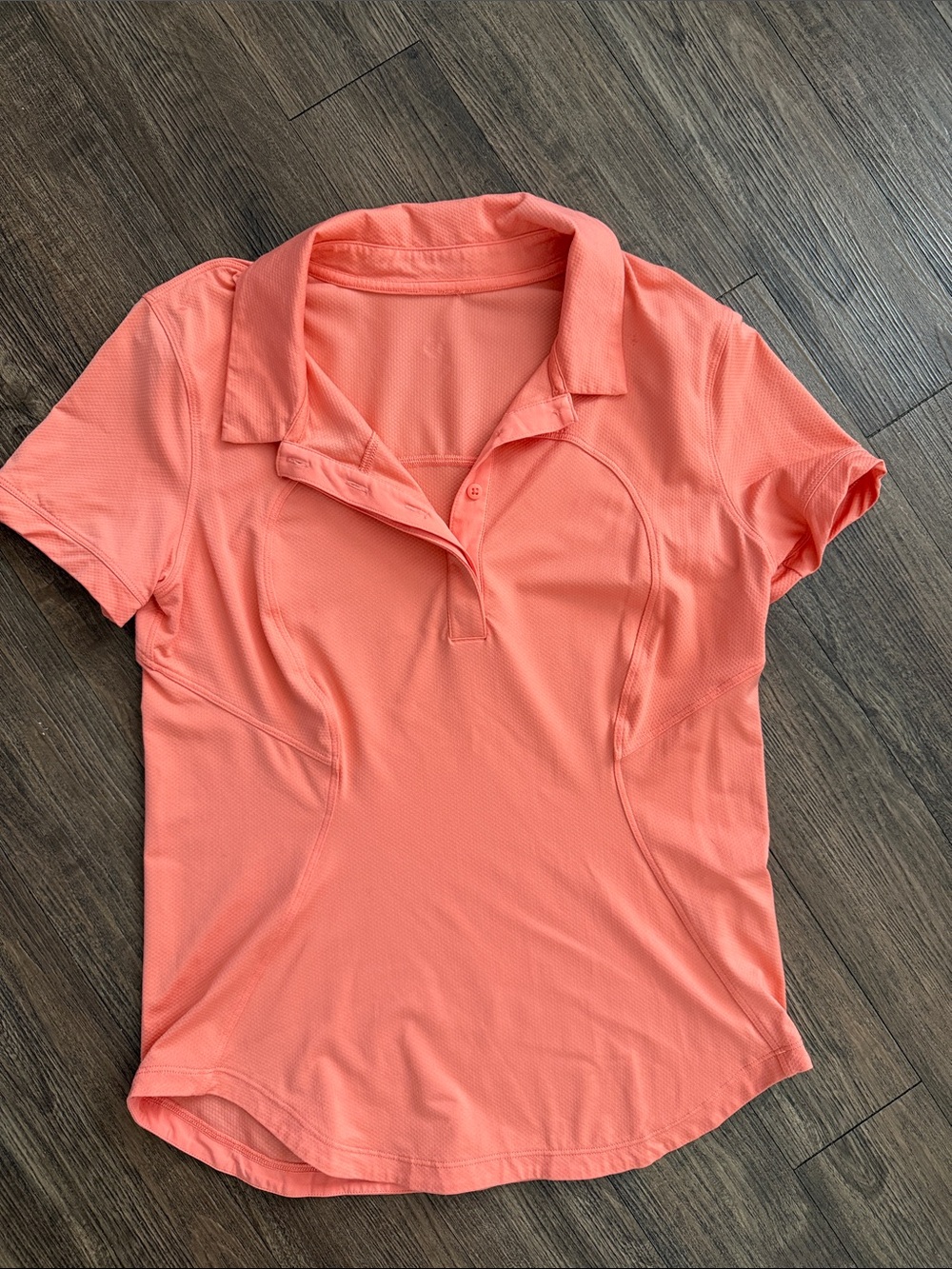 Lululemon Quick-Dry Short Sleeve Polo Shirt in Sunny Coral